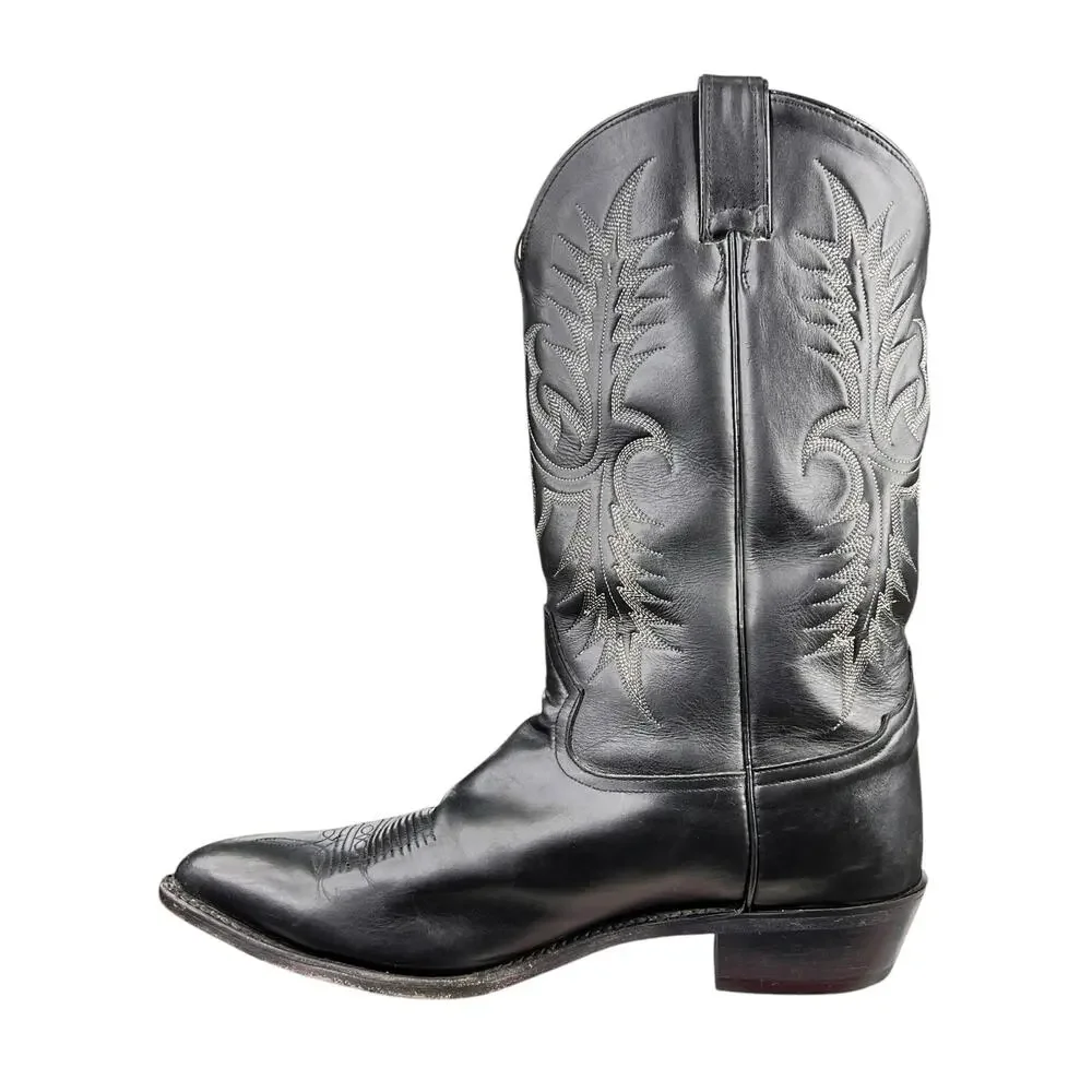 Vintage Tony Lama Mens Black Leather Western Cowboy Boots Size US 13 D
